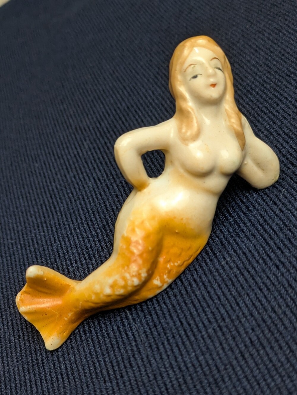 Vintage Japan Porcelain Mermaid Hand Painted Ceramic Figurine
